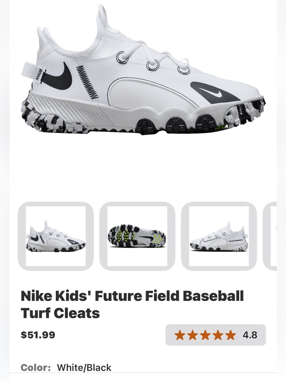 Kids Nike Future Field Baseball Turf Cleats